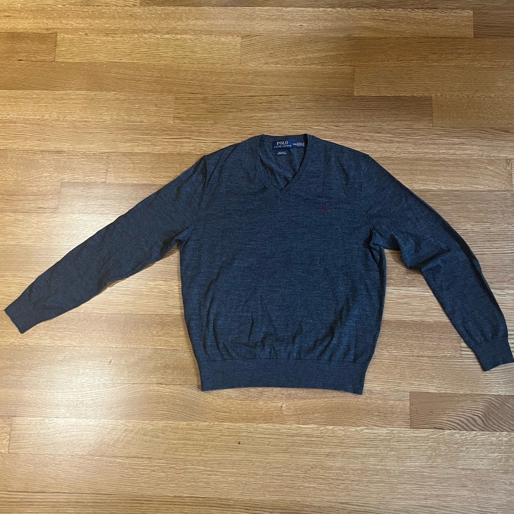 Dark Grey Polo Ralph Lauren 100% Merino Wool Men’s Large Sweater